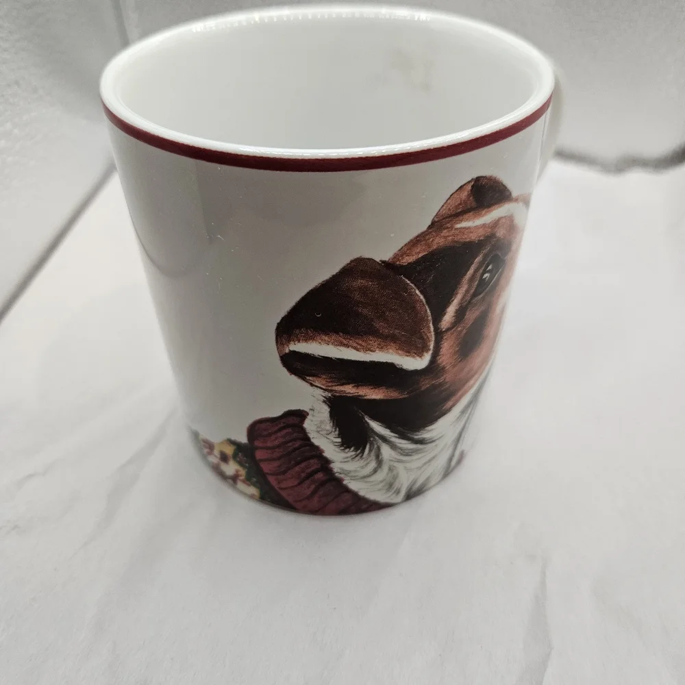 Williams Sonoma White and Brown Dog In Sweater Mug